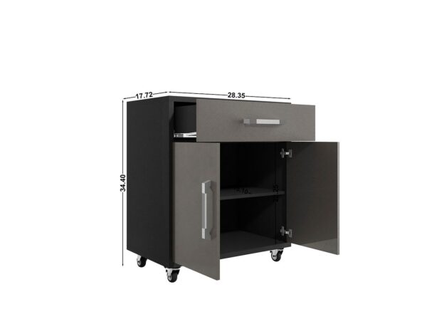 Manhattan Comfort Eiffel 2-Piece Storage Garage Set in Matte Black and Grey