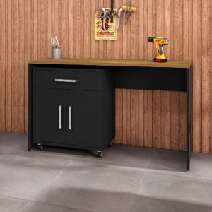 Manhattan Comfort Eiffel Garage Work Station Set of 2 in Matte Black