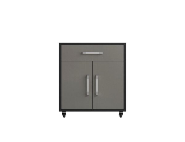 Manhattan Comfort Eiffel Garage Work Station Set of 2 in Matte Black and Grey