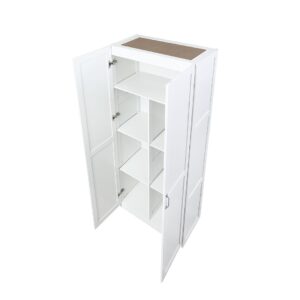 Manhattan Comfort Hopkins Modern Freestanding Storage Closet with 7 Shelves in White (Set of 2)