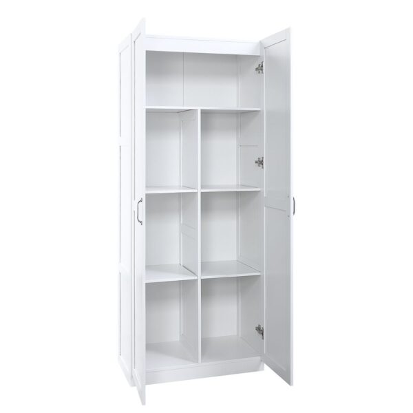 Manhattan Comfort Hopkins Modern Freestanding Storage Closet with 7 Shelves in White (Set of 2)