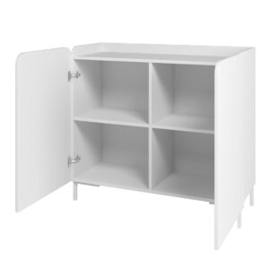 Manhattan Comfort Mid-Century Modern Bogardus 2-Piece Living Room Set with Accent Cabinet in White