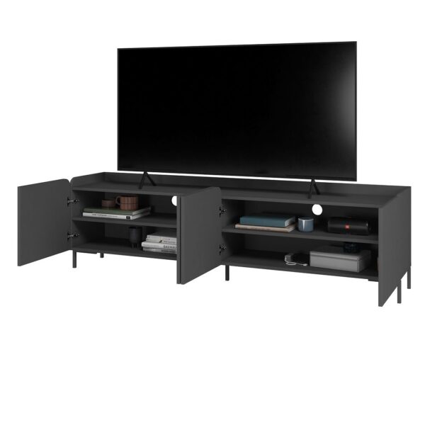 Manhattan Comfort Mid-Century Modern Bogardus 2-Piece TV Stand Living Room Set with End Table in Black