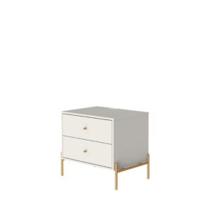 Manhattan Comfort Jasper Full Extension Drawer Nightstand in Off White (Set of 2)