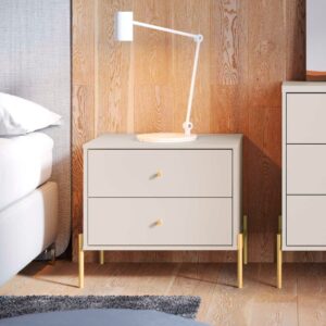 Manhattan Comfort Jasper Full Extension Drawer Nightstand in Off White (Set of 2)