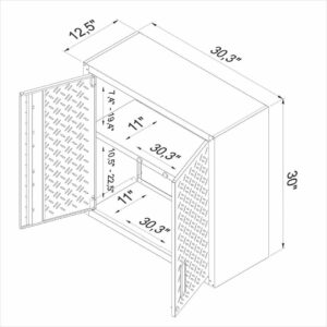 Manhattan Comfort Fortress 30" Floating Textured Metal Garage Cabinet with Adjustable Shelves in Grey - Set of 2