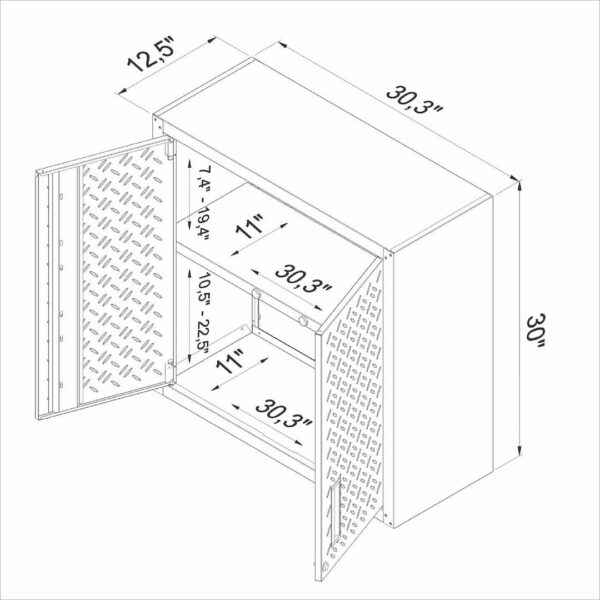 Manhattan Comfort Fortress 30" Floating Textured Metal Garage Cabinet with Adjustable Shelves in Grey - Set of 2