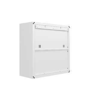 Manhattan Comfort Fortress 30" Floating Textured Metal Garage Cabinet with Adjustable Shelves in White - Set of 2