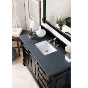 James Martin 147-114-5236-3CSP Brookfield 48 Inch Antique Black Single Vanity with Drawers with 3 cm Charcoal Soapstone Quartz Top with Sink