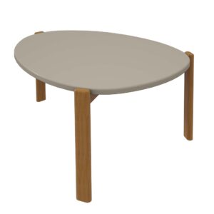 Manhattan Comfort Mid-Century Modern Gales End Table and Coffee Table with Solid Wood Legs in Greige