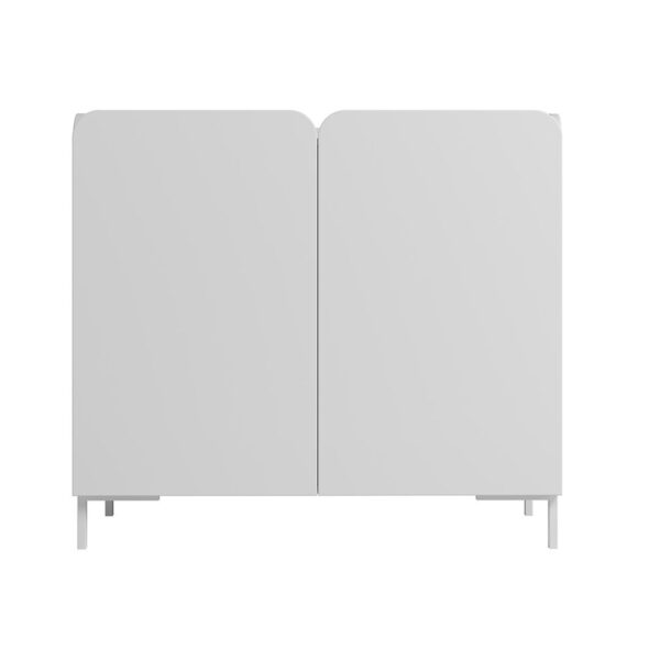 Manhattan Comfort Mid-Century Modern Bogardus Accent Cabinet in White - Set of 2