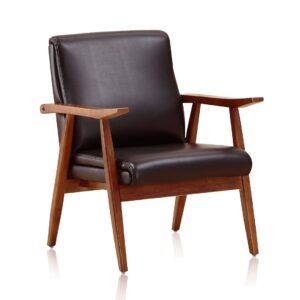 Manhattan Comfort ArchDuke Black and Amber Faux Leather Accent Chair (Set of 2)