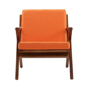 Manhattan Comfort Martelle Orange and Amber Twill Weave Accent Chair (Set of 2)