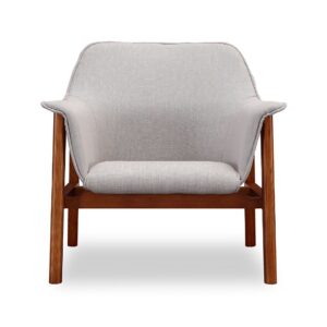 Manhattan Comfort Miller Grey and Walnut Linen Weave Accent Chair (Set of 2)