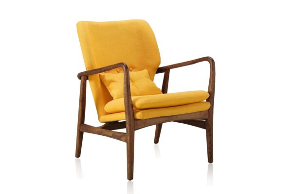 Manhattan Comfort Bradley Yellow and Walnut Linen Weave Accent Chair (Set of 2)