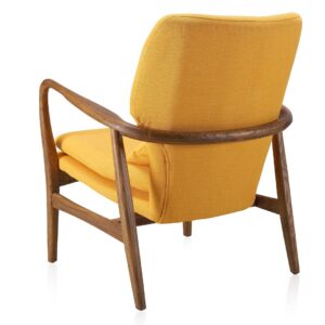 Manhattan Comfort Bradley Yellow and Walnut Linen Weave Accent Chair (Set of 2)