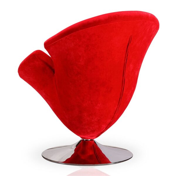 Manhattan Comfort Tulip Red and Polished Chrome Velvet Swivel Accent Chair (Set of 2)