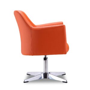 Manhattan Comfort Pelo Orange and Polished Chrome Faux Leather Adjustable Height Swivel Accent Chair (Set of 2)