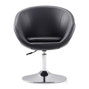 Manhattan Comfort Hopper Black and Polished Chrome Faux Leather Adjustable Height Chair (Set of 2)