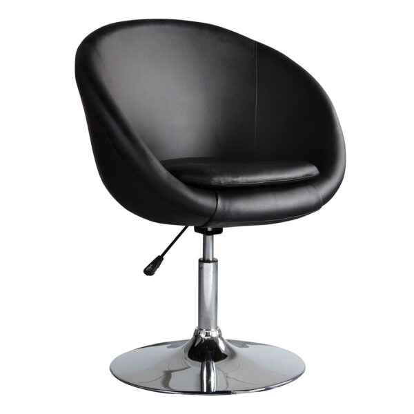 Manhattan Comfort Hopper Black and Polished Chrome Faux Leather Adjustable Height Chair (Set of 2)