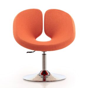 Manhattan Comfort Perch Orange and Polished Chrome Wool Blend Adjustable Chair (Set of 2)