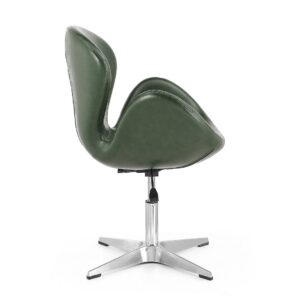 Manhattan Comfort Raspberry Forest Green and Polished Chrome Faux Leather Adjustable Swivel Chair (Set of 2)