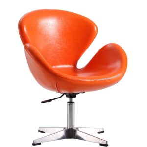 Manhattan Comfort Raspberry Tangerine and Polished Chrome Faux Leather Adjustable Swivel Chair (Set of 2)