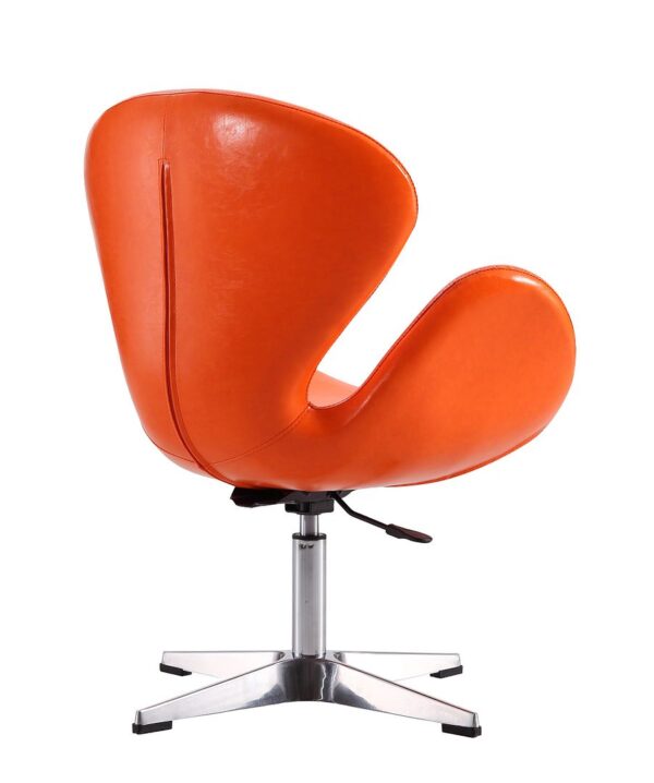 Manhattan Comfort Raspberry Tangerine and Polished Chrome Faux Leather Adjustable Swivel Chair (Set of 2)