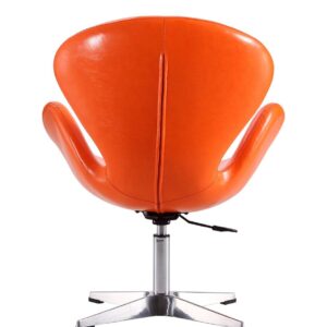 Manhattan Comfort Raspberry Tangerine and Polished Chrome Faux Leather Adjustable Swivel Chair (Set of 2)