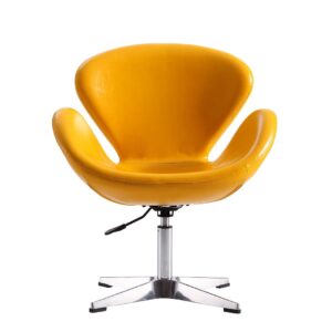 Manhattan Comfort Raspberry Yellow and Polished Chrome Faux Leather Adjustable Swivel Chair (Set of 2)