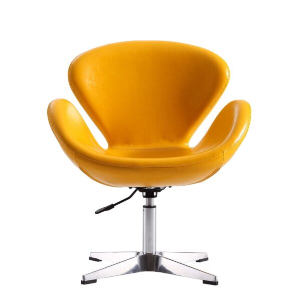 Manhattan Comfort Raspberry Yellow and Polished Chrome Faux Leather Adjustable Swivel Chair (Set of 2)