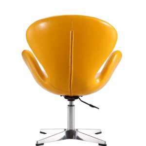 Manhattan Comfort Raspberry Yellow and Polished Chrome Faux Leather Adjustable Swivel Chair (Set of 2)