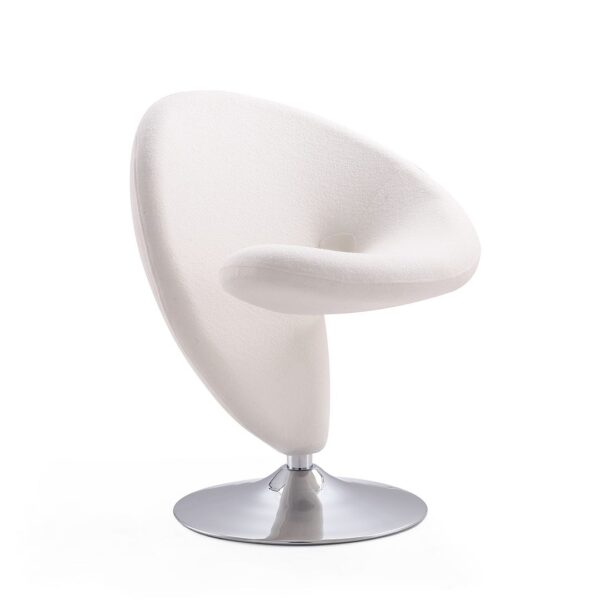 Manhattan Comfort Curl Cream and Polished Chrome Wool Blend Swivel Accent Chair (Set of 2)