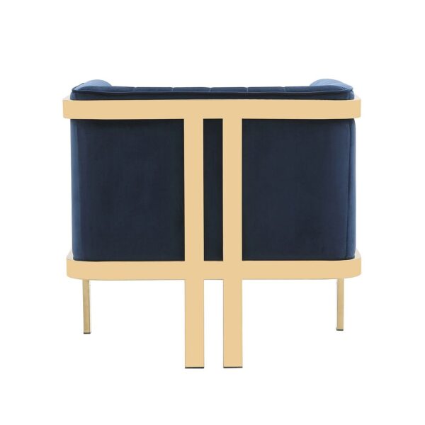 Manhattan Comfort Paramount Royal Blue and Polished Brass Velvet Accent Armchair (Set of 2)