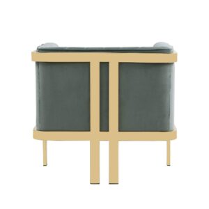 Manhattan Comfort Paramount Warm Grey and Polished Brass Velvet Accent Armchair (Set of 2)