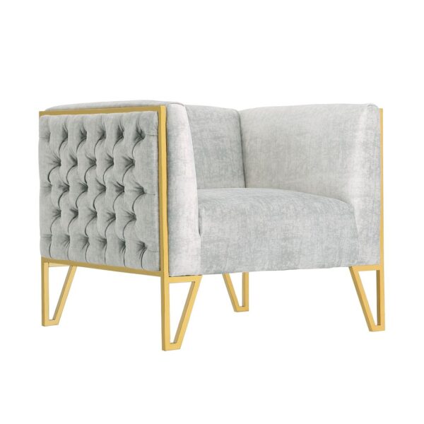 Manhattan Comfort Vector Grey and Gold Velvet Accent Chair (Set of 2)