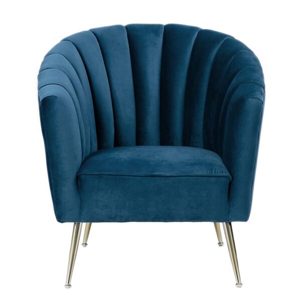 Manhattan Comfort Rosemont Blue and Gold Velvet Accent Chair (Set of 2)