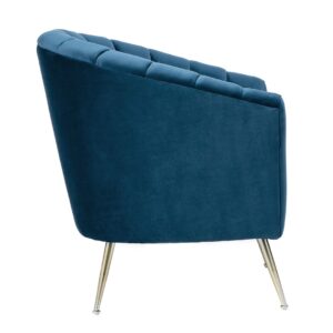 Manhattan Comfort Rosemont Blue and Gold Velvet Accent Chair (Set of 2)