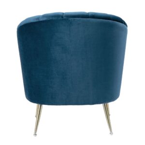 Manhattan Comfort Rosemont Blue and Gold Velvet Accent Chair (Set of 2)