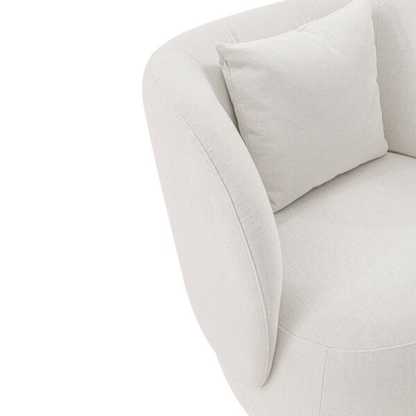 Manhattan Comfort Contemporary Siri Linen Weave Accent Chair with Pillows in Cream - Set of 2