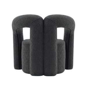 Manhattan Comfort Modern Darian Boucle Accent Chair in Black - Set of 2