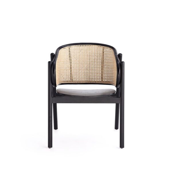 Manhattan Comfort Versailles Armchair in Black and Natural Cane - Set of 2