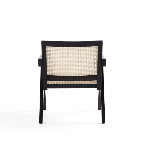 Manhattan Comfort Hamlet Accent Chair in Black and Natural Cane - Set of 2