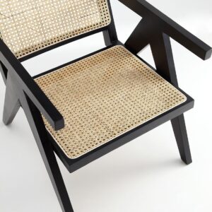 Manhattan Comfort Hamlet Accent Chair in Black and Natural Cane - Set of 2