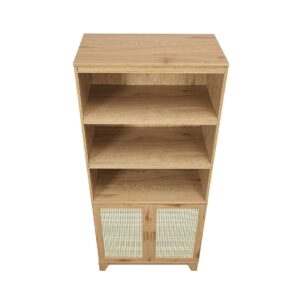 Manhattan Comfort Sheridan Modern Cane Bookcase with Adjustable Shelves in Nature - Set of 2