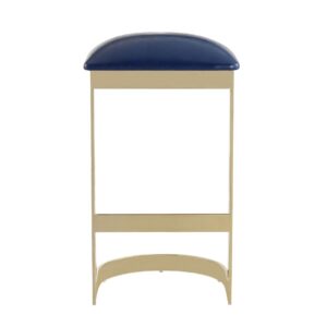 Manhattan Comfort Aura 28.54 in. Blue and Polished Brass Stainless Steel Bar Stool (Set of 2)