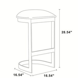 Manhattan Comfort Aura 28.54 in. White and Polished Brass Stainless Steel Bar Stool (Set of 2)