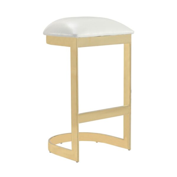 Manhattan Comfort Aura 28.54 in. White and Polished Brass Stainless Steel Bar Stool (Set of 2)