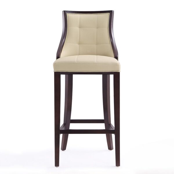 Manhattan Comfort Fifth Avenue 45 in. Cream and Walnut Beech Wood Bar Stool (Set of 2)