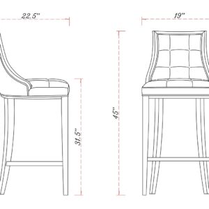 Manhattan Comfort Fifth Avenue Faux Leather Barstool in Light Grey (Set of 2)